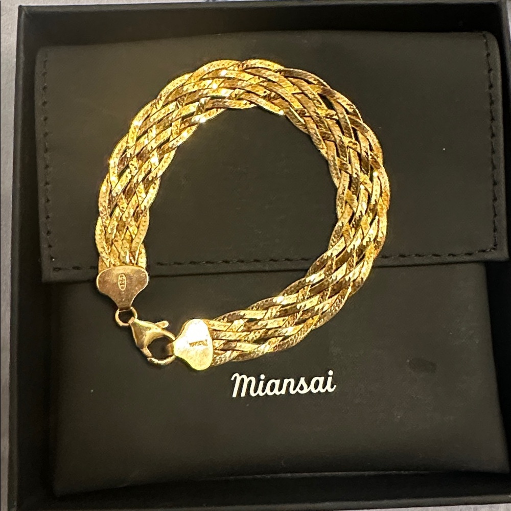 Miansai Gold Vermeil Braided Herringbone Bracelet